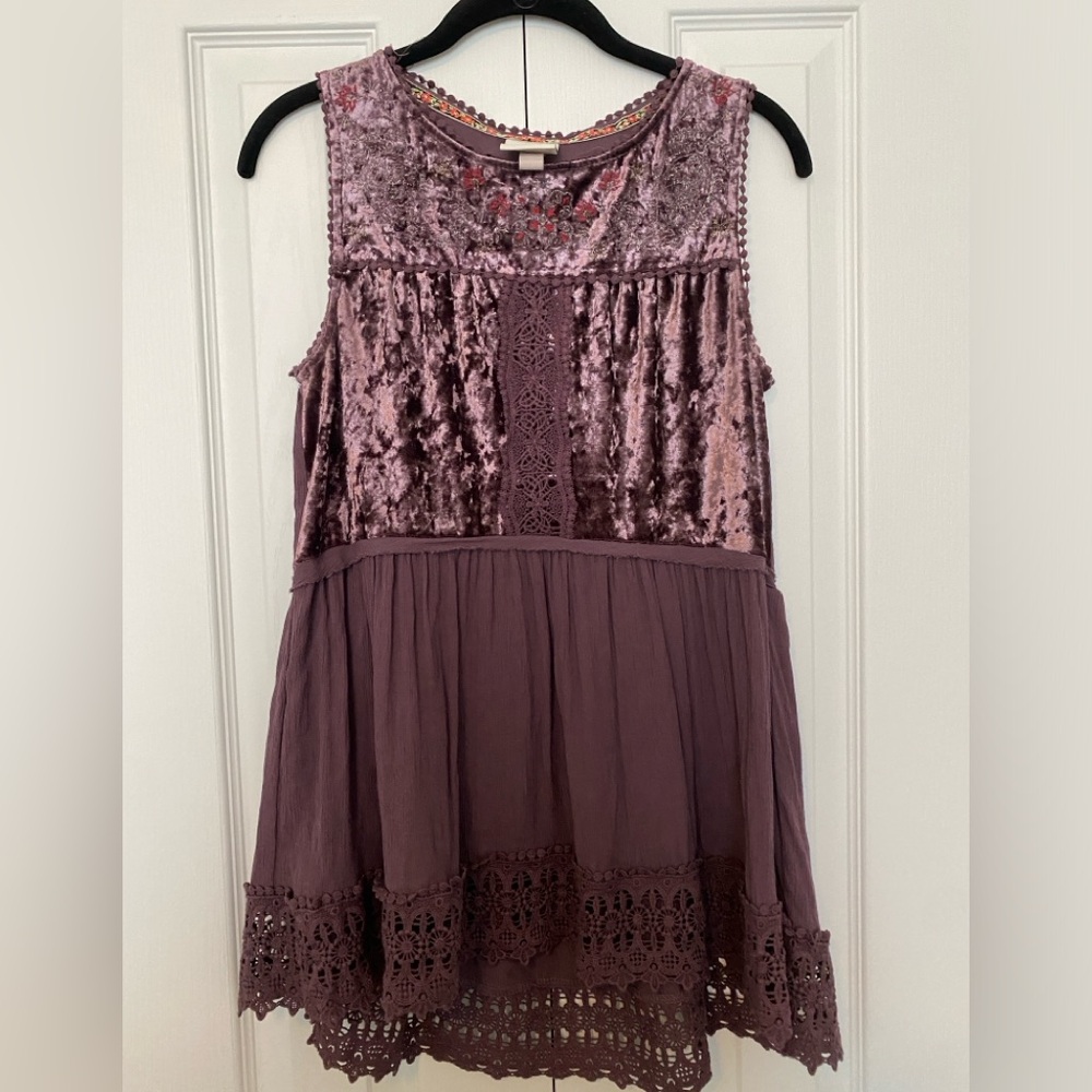 EUC Mauve/Purple Knox Rose Tunic Style Blouse